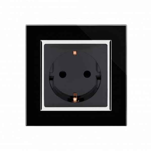 Crystal CT 16A Single Schuko Plug Socket Black RetroTouch Designer